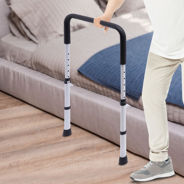 Support de barrière de lit, Barre de sécurité réglable pour prévenir les chutes, Largeur réglable : 84-94cm, Blanc