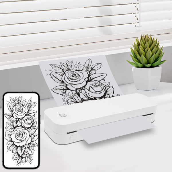Imprimante de pochoirs sans fil, machine d'impression portable, imprimante de pochoirs thermique - Blanc Imprimante de pochoirs sans fil, machine d'impression portable, imprimante de pochoirs thermique - Blanc