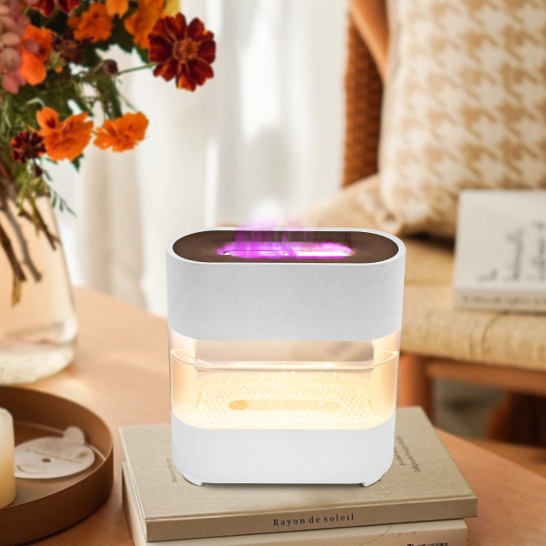 Humidificateur ultrasonique, Mini Humidificateur LED, Humidificateur d'air, 22*9*24.2cm, Blanc