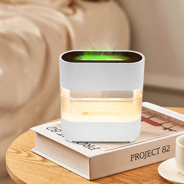 Humidificateur ultrasonique, Mini Humidificateur LED, Humidificateur d'air, 22*9*24.2cm, Blanc