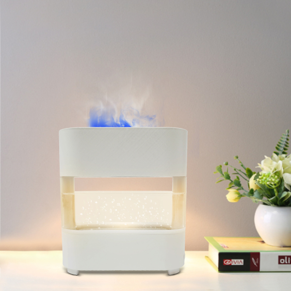 Humidificateur ultrasonique, Mini Humidificateur LED, Humidificateur d'air, 22*9*24.2cm, Blanc