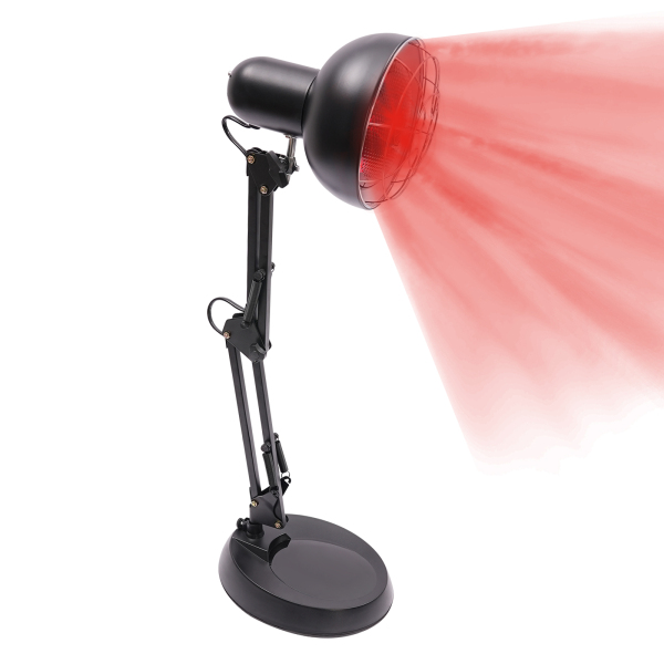 Lampe à lumière rouge, lampe à chaleur, lampe de traitement à infrarouge, hauteur maximale du produit de 65 cm, noir. Hauteur du produit : 65cm, Noir