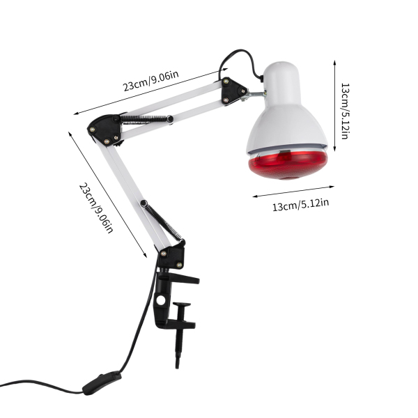 Lampe infrarouge, luminothérapie infrarouge, température de chauffage : environ 100℃, 220V, 150W, blanc