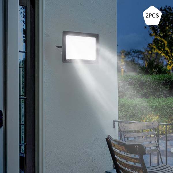 Lot de 2 spots LED d'extérieur super lumineux IP66 étanche avec câble de 1,5 m, prise 6000-6500 K pour jardin, cour, garage