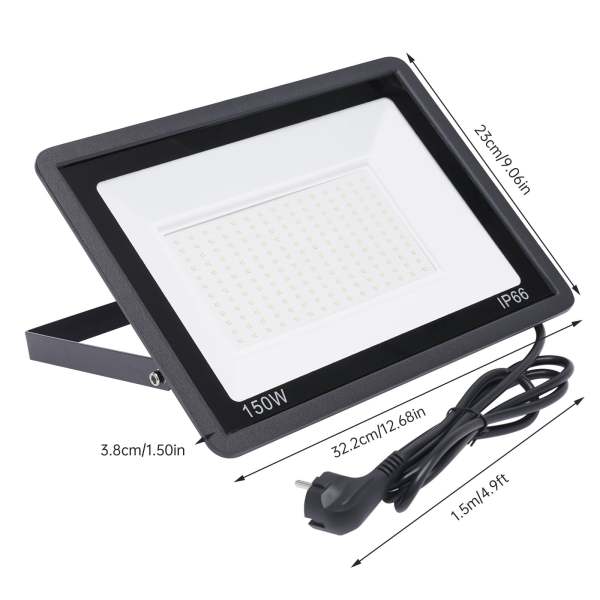 Lot de 2 spots LED d'extérieur super lumineux IP66 étanche avec câble de 1,5 m, prise 6000-6500 K pour jardin, cour, garage