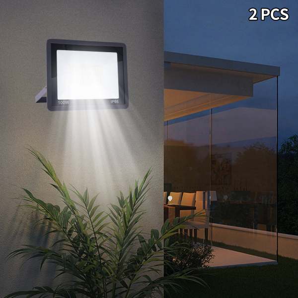 Lot de 2 spots LED d'extérieur super lumineux IP66 étanche avec câble de 1,5 m, prise 6000-6500 K pour jardin, cour, garage