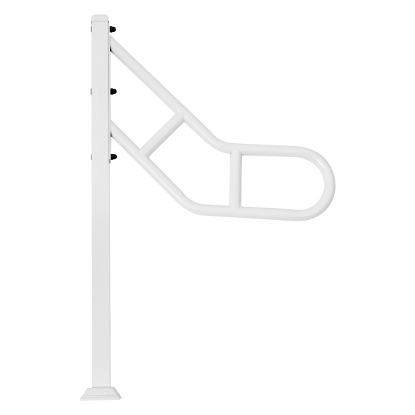 Main courante à un poteau, Rampe d'escalier extérieure pour marches, Rampe d'escalier en U, Blanc