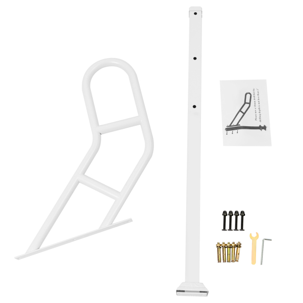 Main courante à un poteau, Rampe d'escalier extérieure pour marches, Rampe d'escalier en U, Blanc