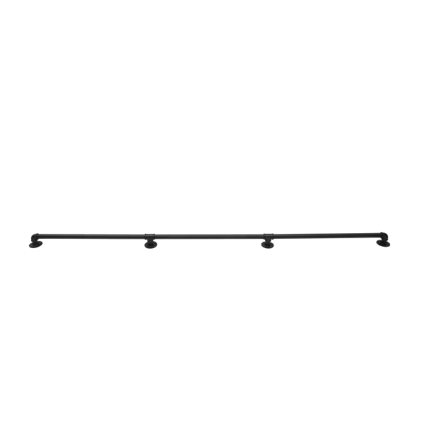 Main courante tubulaire, métal robuste, portante, 8ft, 3 sections, distance au mur : 8cmm, noir
