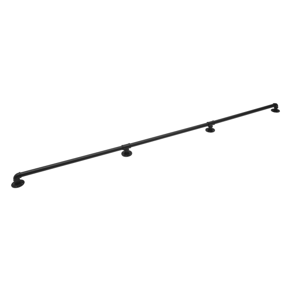 Main courante tubulaire, métal robuste, portante, 8ft, 3 sections, distance au mur : 8cmm, noir