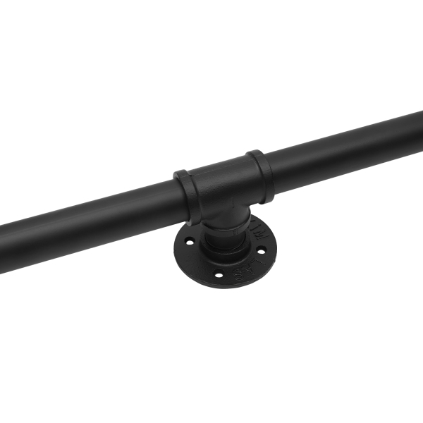 Main courante tubulaire, métal robuste, portante, 8ft, 3 sections, distance au mur : 8cmm, noir