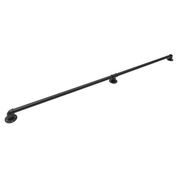 Rampe d'escalier antidérapante, rampe d'escalier intérieure et extérieure, fixation murale, 2 m, noir