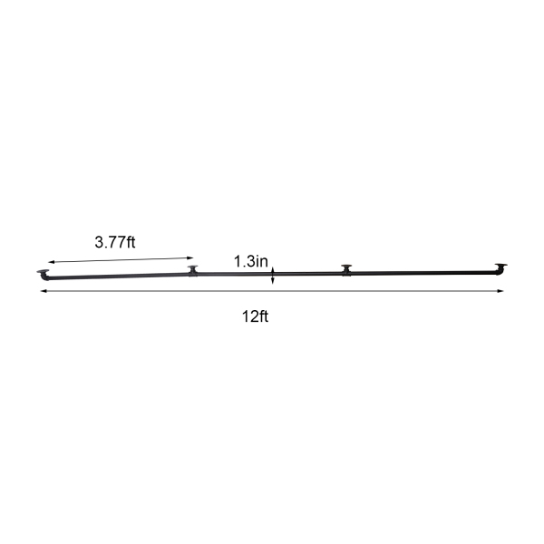 Garde-corps tubulaire, métal robuste avec capacité de charge, construction solide, 12 pieds, 3 sections, noir