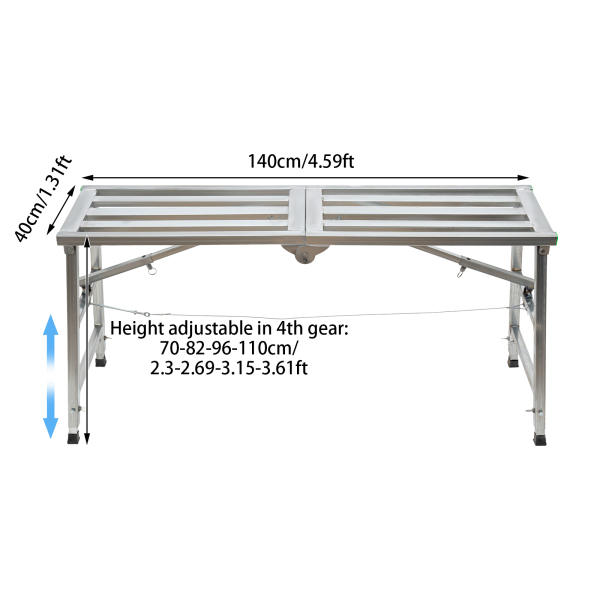 Plate-forme de travail réglable, escabeau en acier, plate-forme d'échafaudage pliante portative