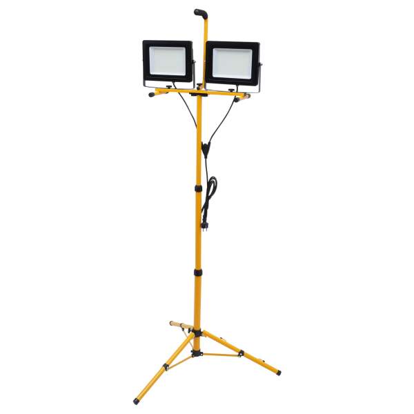 Lampe de travail LED 2*100W avec trépied télescopique étanche IP65 angle de lumière réglable projecteur LED portable en métal pour entrepôt cour