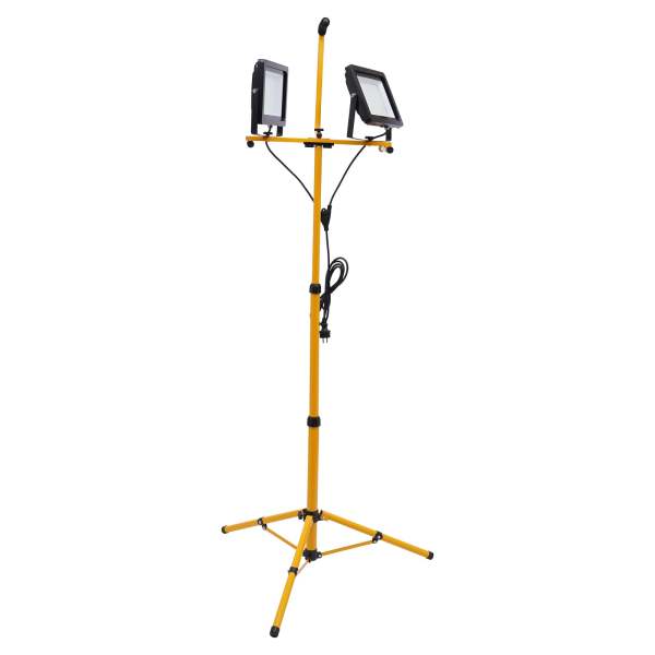 Lampe de travail LED 2*100W avec trépied télescopique étanche IP65 angle de lumière réglable projecteur LED portable en métal pour entrepôt cour