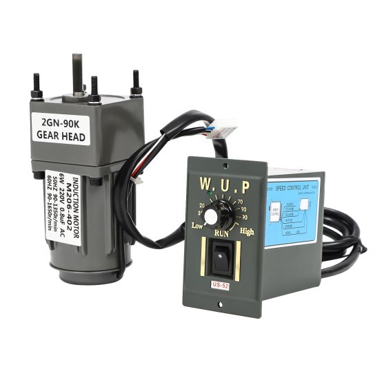 Motoréducteur avec variateur de vitesse + support, 6 W, AC 220 V, 90 K