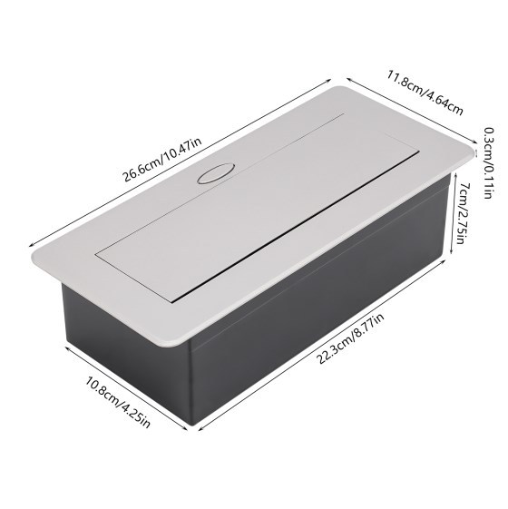 Prise pop-up avec 2 USB, pliable, pour cuisine/bureau/établi, argent Prise pop-up avec 2 USB, pliable, pour cuisine/bureau/établi, argent