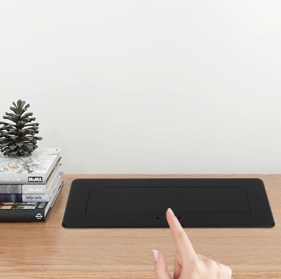 Prise pop-up avec 2 USB, pliable, pour cuisine/bureau/établi, noir