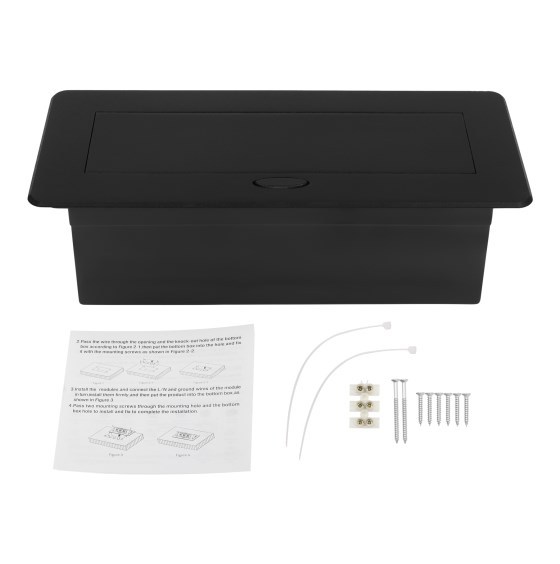 Prise pop-up avec 2 USB, pliable, pour cuisine/bureau/établi, noir