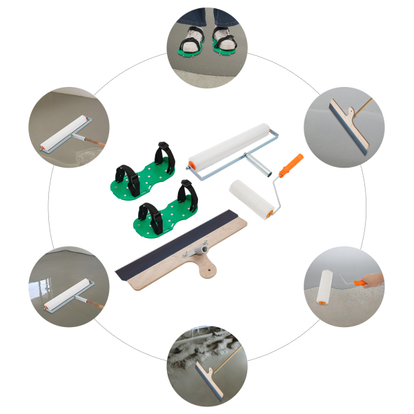 Kit d'outils pour ciment autonivelant, Kit d'outils pour niveler les sols en ciment, Outils autonivelants