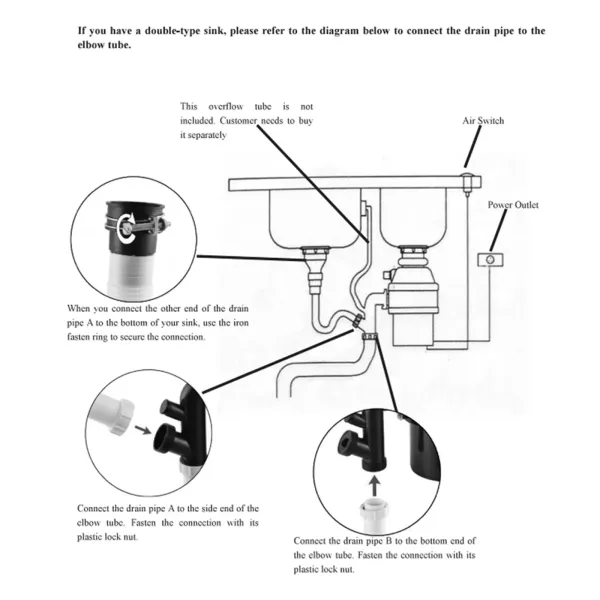 Broyeur d'ordures 1/2 HP Alimentation continue Broyeur de déchets alimentaires 3500RPM Maison Cuisine Broyeur d'ordures 1/2 HP Alimentation continue Broyeur de déchets alimentaires 3500RPM Maison Cuisine
