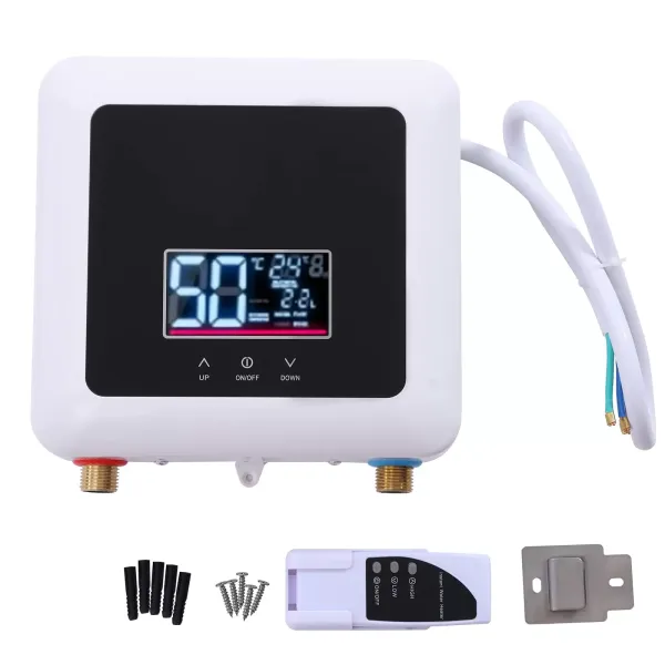 Chauffe-eau électrique instantané 7500 W avec télécommande, Ipx4, sous-table, facile à installer, pour cuisines, salles de bains, salles à manger, hôtels, etc Chauffe-eau électrique instantané 7500 W avec télécommande, Ipx4, sous-table, facile à installer, pour cuisines, salles de bains, salles à manger, hôtels, etc