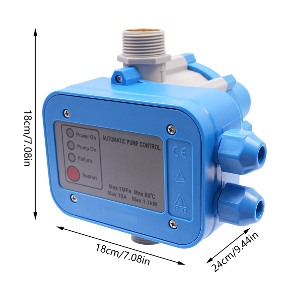 Régulateur de pression de pompe à eau automatique, Régulateur de pression de pompe à eau intelligent, Bleu