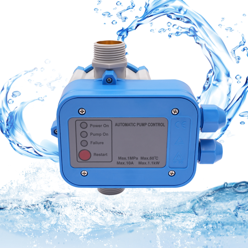 Régulateur de pression de pompe à eau automatique, Régulateur de pression de pompe à eau intelligent, Bleu