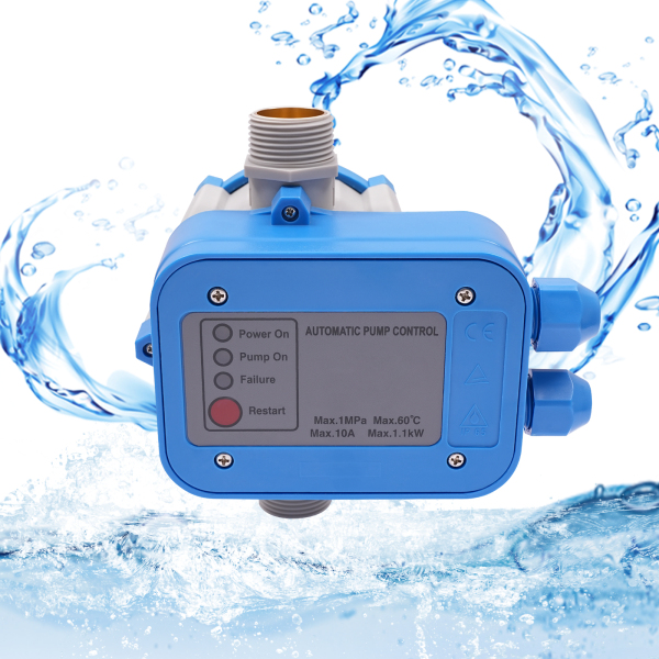 Régulateur de pression de pompe à eau automatique, Régulateur de pression de pompe à eau intelligent, Bleu