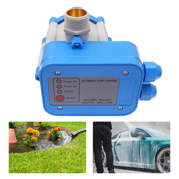 Régulateur de pression de pompe à eau automatique, Régulateur de pression de pompe à eau intelligent, Bleu
