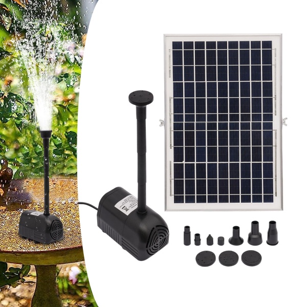 Pompe solaire 24 V CC 200 cm - Pour bassin de jardin - 1350 l/h - Fonction de l'eau décorative - Pond Pump solaire