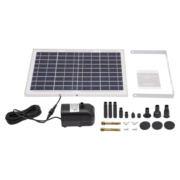 Pompe solaire 24 V CC 200 cm - Pour bassin de jardin - 1350 l/h - Fonction de l'eau décorative - Pond Pump solaire