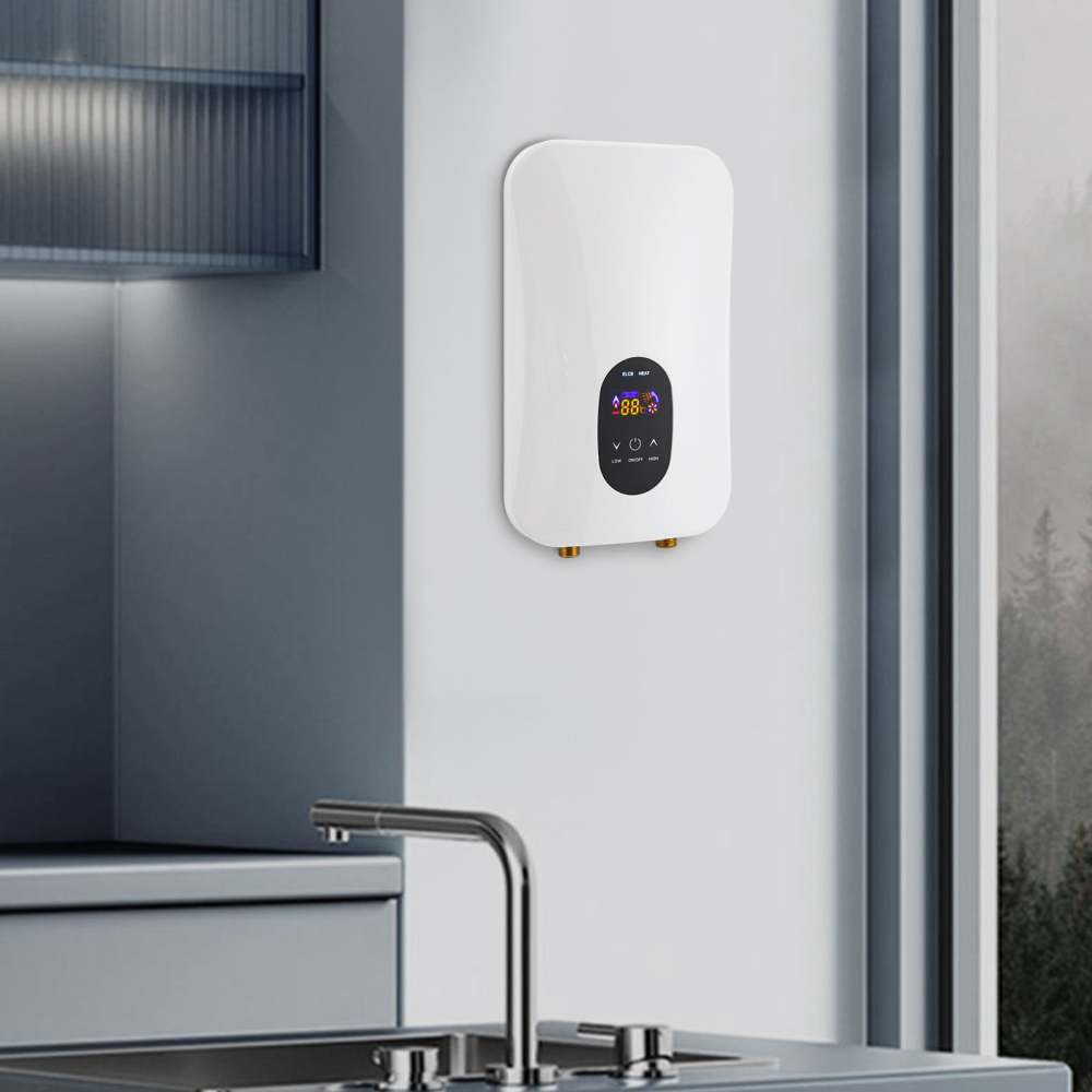 Chauffe-eau instantané pour lavabo - Résistant à la pression - Affichage numérique - Fonction thermostat - Fixation murale - Pour la maison