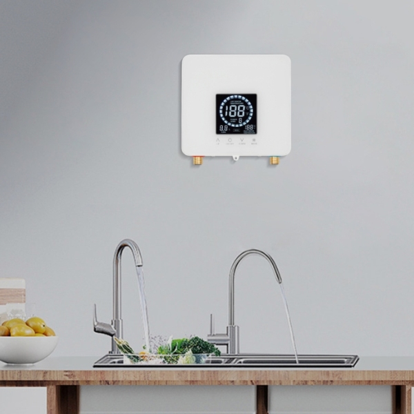 Chauffe-eau électrique sans réservoir, chauffe-eau 7 500 W 220 V avec écran tactile LED, télécommande, blanc Chauffe-eau électrique sans réservoir, chauffe-eau 7 500 W 220 V avec écran tactile LED, télécommande, blanc