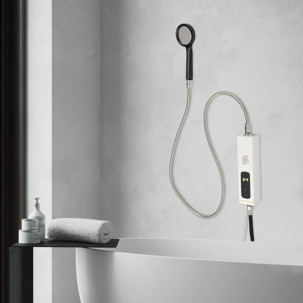 Chauffe-eau instantané électrique 3500 W avec affichage LED, mini chauffe-eau, blanc, sans réservoir, pour salle de bain et cuisine