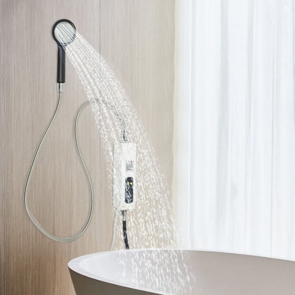 Chauffe-eau instantané électrique 3500 W avec affichage LED, mini chauffe-eau, blanc, sans réservoir, pour salle de bain et cuisine