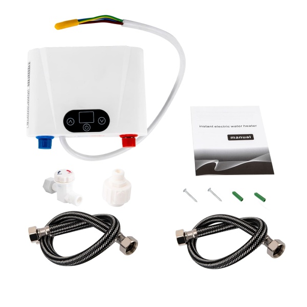 Chauffe-eau électrique instantané - 5,5 kW - Mini appareil de cuisine - Chauffe-eau sans réservoir - Pour cuisine, salle de bain, sous évier