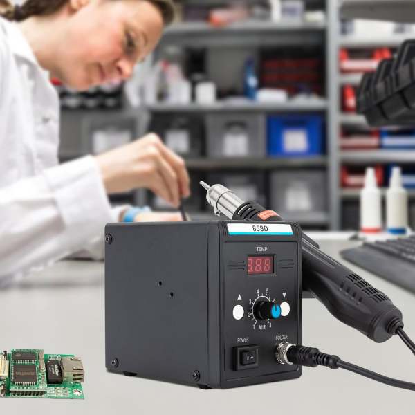 Station de reprise à air chaud, station de soudage SMD 220 V avec pistolet thermique,  pour l'électronique, réparations de soudage à dessouder