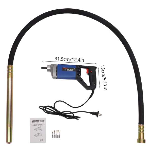 Vibrateur électrique pour béton, vibrateur industriel pour béton humide, 1280 W, 1300 W, 220 V, avec arbre ondulé de 6,6 FT/2 m, tuyau de 1,5 m, Φ 35 mm Vibrateur électrique pour béton, vibrateur industriel pour béton humide, 1280 W, 1300 W, 220 V, avec arbre ondulé de 6,6 FT/2 m, tuyau de 1,5 m, Φ 35 mm