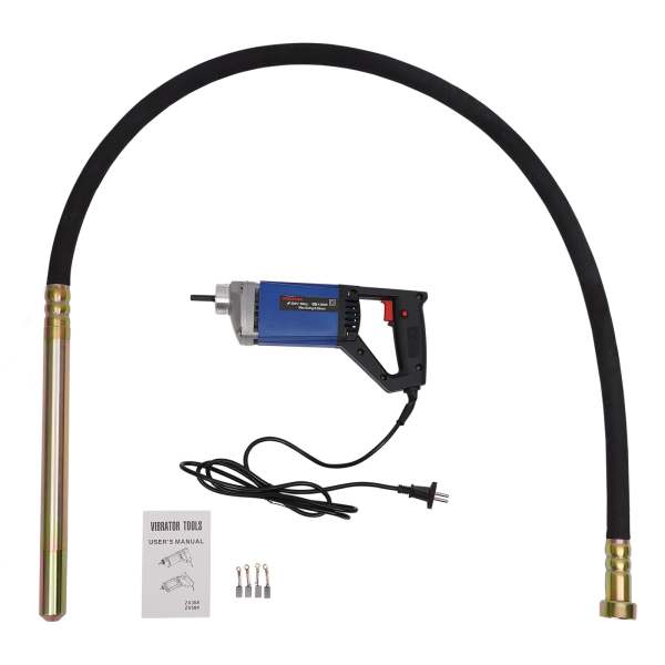 Vibrateur électrique pour béton, vibrateur industriel pour béton humide, 1280 W, 1300 W, 220 V, avec arbre ondulé de 6,6 FT/2 m, tuyau de 1,5 m, Φ 35 mm