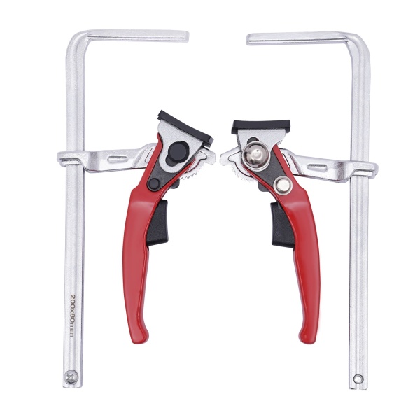 Lot de 2 serre-joints à levier pour table - Diamètre de serrage : 200 mm - Profondeur de serrage : 60 mm - Pour ponçage, découpe de précision