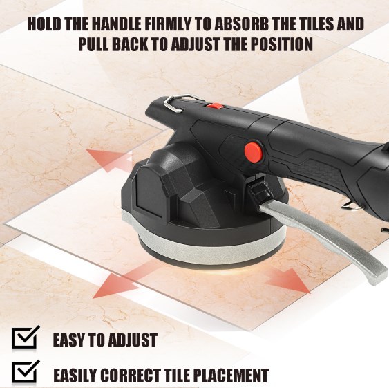 Machine à carrelage, secoueur de carrelage électrique avec ventouse 130 mm, 6 vitesses réglables
