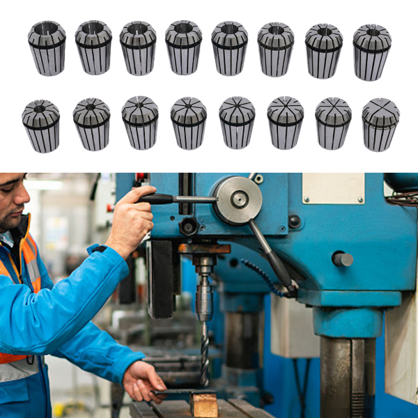 16PC ER25 Pinces de serrage pour fraiseuses, 1-16mm CNC Drilling Milling Machine Chuck Chuck, Clamping range : 1-16mm, Silver