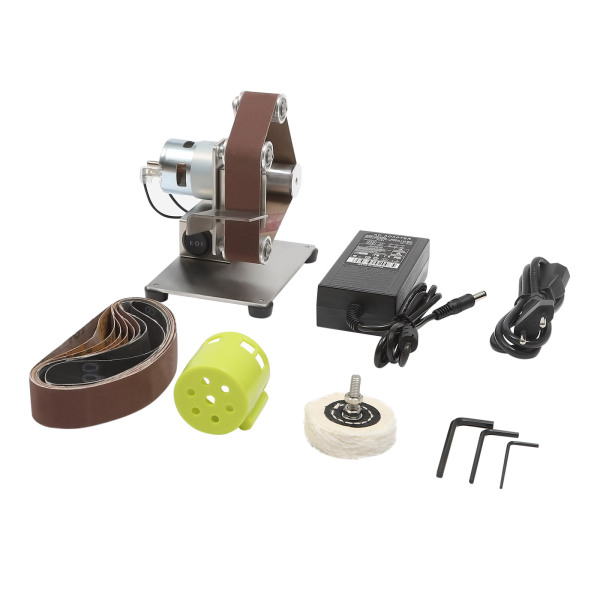 CNCEST Mini ponceuse à bande avec 10 bandes abrasives 150 W Max 10 000 tr/min Machine à polir DIY Meuleuse Alimentation réglable à 7 vitesses Clé 3 pièces