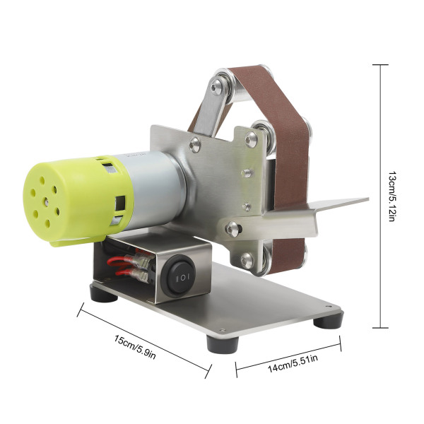 CNCEST Mini ponceuse à bande avec 10 bandes abrasives 150 W Max 10 000 tr/min Machine à polir DIY Meuleuse Alimentation réglable à 7 vitesses Clé 3 pièces