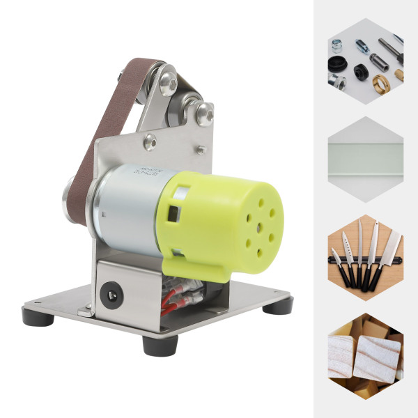 Mini ponceuse à bande avec 10 bandes abrasives, 150 W max. 10000 tr/min, machine à polir DIY – Alimentation réglable à 7 vitesses + clé 3 pièces