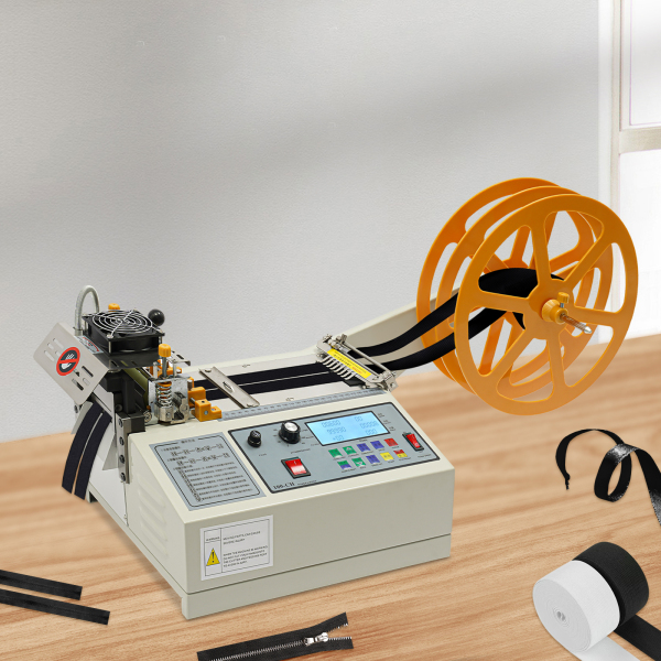 Machine de découpe de sangle 400 W 220 V Coupe-ruban automatique à chaud et à froid Coupe-tissu 15,75 x 11,8 x 11 pouces Blanc