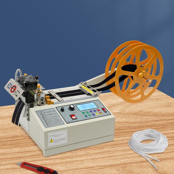 Machine de découpe de sangle 400 W 220 V Coupe-ruban automatique à chaud et à froid Coupe-tissu 15,75 x 11,8 x 11 pouces Blanc