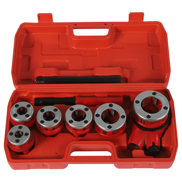 Kit d'enfilage de tuyaux avec kit d'enfilage de tuyaux à cliquet pour plombiers avec 6 matrices et étui de rangement